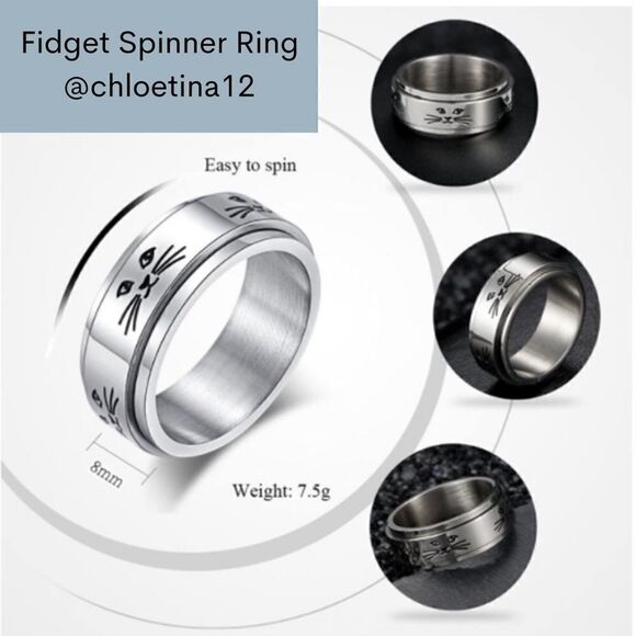 Cat Meditation Anxiety Fidget Spinner Ring - Picture 5 of 7